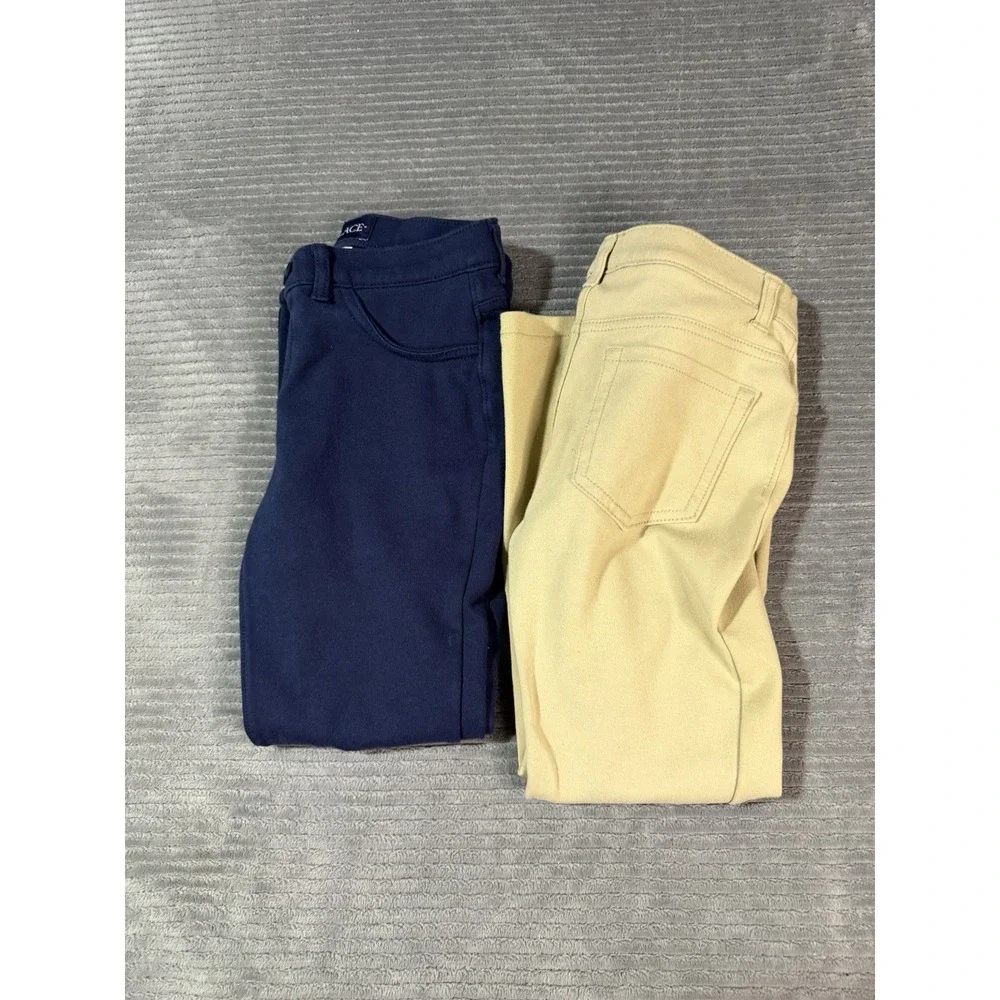 Girls Size 7 Pants Khaki And Dark Blue Lot Of 2
